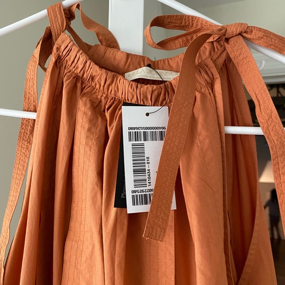 NWT Ulla Johnson Joni belted gathered washed cotton-poplin midi dress - Picture 3 of 5